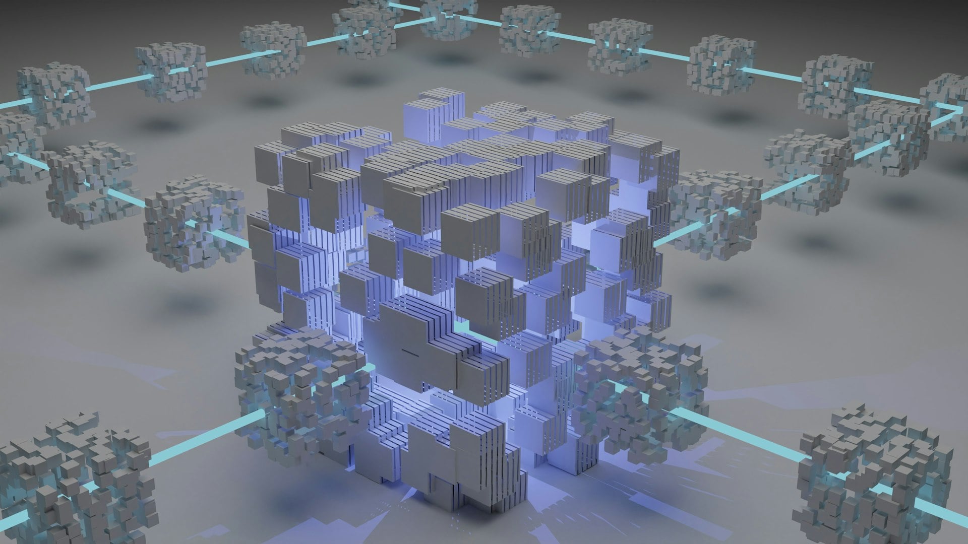 Digital security and blockchain technology representing secure data transfer and encryption